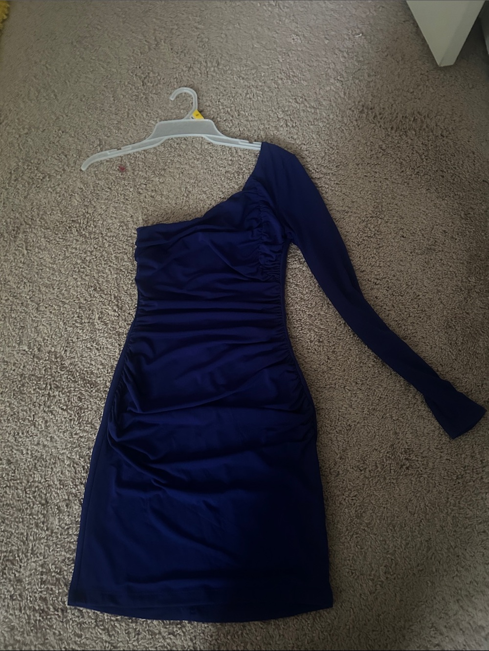 Emerald Sundae One-Shoulder Royal Blue Ruched Dress